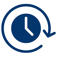 Uhr mit Pfeil steht für Laufzeit verstehen und zeigt, wie der Kapitalverzehr Rechner den Zeitraum der Entnahme berechnet.