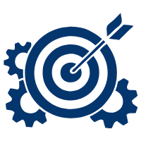 Zielscheibe mit Zahnrädern als Symbol für Ziele im Sparplan Rechner und Zinseszins