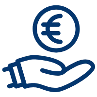 Hand mit Euro als Symbol für Sparrate und Beiträge im ETF Sparplan Rechner